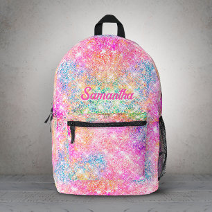 Schattigee moderne eenhoorn hot pink faux glitter  bedrukte rugzak
