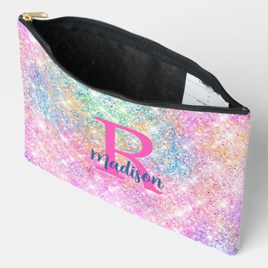 Schattigee moderne eenhoorn roze faux glitter mono etui (Open)