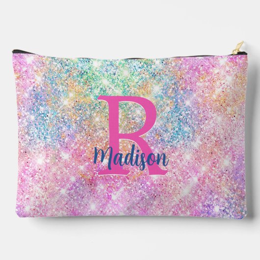 Schattigee moderne eenhoorn roze faux glitter mono etui (Achterkant)