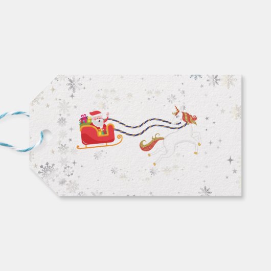 Schattigee Moderne Eenhoorn Santa Gepersonaliseerd Cadeaulabel (Achterkant Horizontaal)