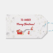 Schattigee Moderne Eenhoorn Santa Gepersonaliseerd Cadeaulabel (Voorkant (Horizontaal))