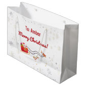 Schattigee Moderne Eenhoorn Santa Gepersonaliseerd Groot Cadeauzakje (Voorkant Gekanteld)