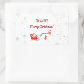 Schattigee Moderne Eenhoorn Santa Gepersonaliseerd Rechthoekige Sticker (Tas)