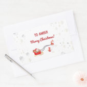 Schattigee Moderne Eenhoorn Santa Gepersonaliseerd Rechthoekige Sticker (Envelop)