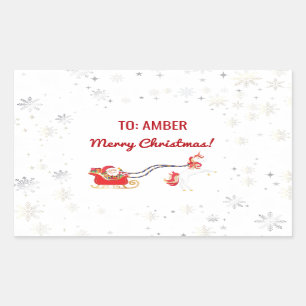Schattigee Moderne Eenhoorn Santa Gepersonaliseerd Rechthoekige Sticker