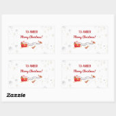 Schattigee Moderne Eenhoorn Santa Gepersonaliseerd Rechthoekige Sticker (Vel)