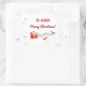 Schattigee Moderne Eenhoorn Santa Gepersonaliseerd Rechthoekige Sticker (Tas)