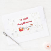 Schattigee Moderne Eenhoorn Santa Gepersonaliseerd Rechthoekige Sticker (Envelop)