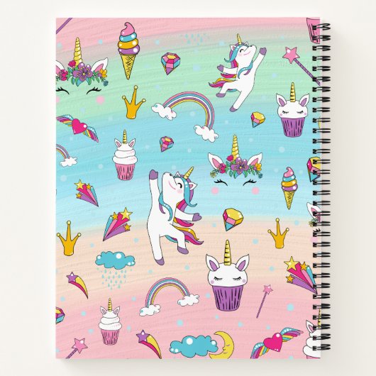 Schattigee moderne eenhoorn spiraal Notitieboek (Achterkant)