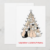 Schattigee moderne eenvoudige minimale kattenkerst feestdagenkaart (Voorkant / Achterkant)