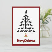 Schattigee moderne eenvoudige minimale kattenkerst feestdagenkaart (Staand voorkant)