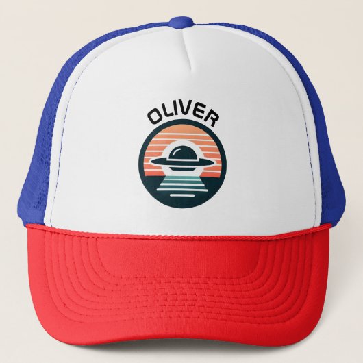 Schattigee moderne eenvoudige ufo-illustratie bij  trucker pet (Voorkant)