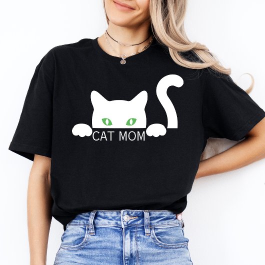 Schattigee moderne eenvoudige vrouwen zwarte katte t-shirt