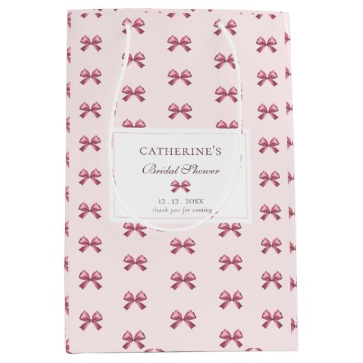 Schattigee moderne elegante Girly Pink Bows Medium Cadeauzakje (Voorkant)