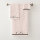 Schattigee moderne elegante scriptnaam Blush Pink  Bad Handdoek (Insitu)