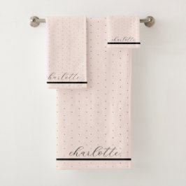 Schattigee moderne elegante scriptnaam Blush Pink  Bad Handdoek