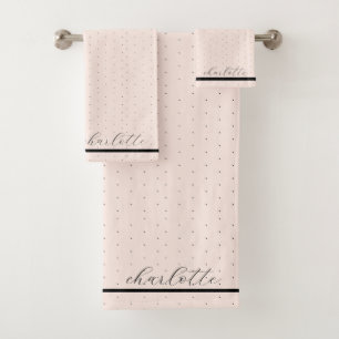 Schattigee moderne elegante scriptnaam Blush Pink  Bad Handdoek