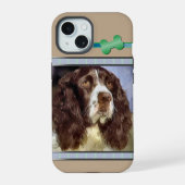Schattigee moderne Engelse Springer Spaniel Dog Ar iPhone 15 Case (Achterkant)