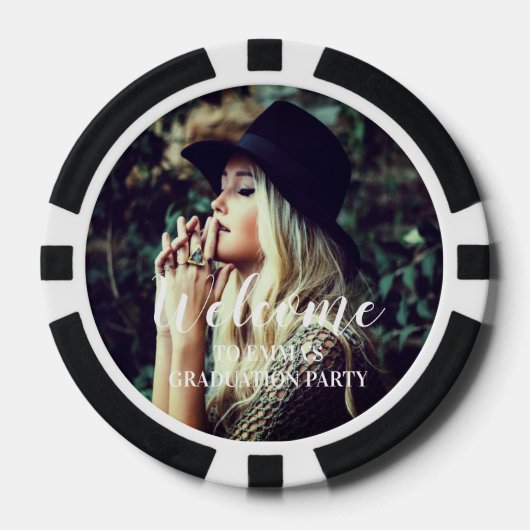 Schattigee moderne foto afstudeerfeest poker chips (Voorkant)