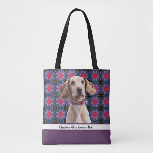 Schattigee Moderne Foto Gift Puppy Hondenliefhebbe Tote Bag (Voorkant)