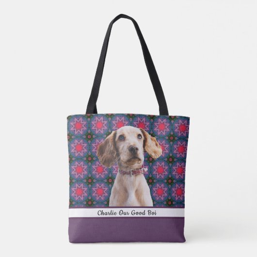 Schattigee Moderne Foto Gift Puppy Hondenliefhebbe Tote Bag (Achterkant)