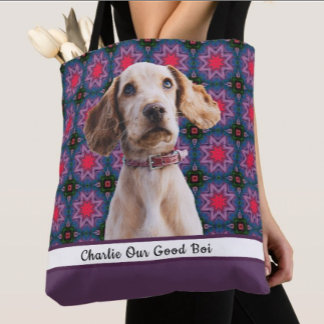 Schattigee Moderne Foto Gift Puppy Hondenliefhebbe Tote Bag
