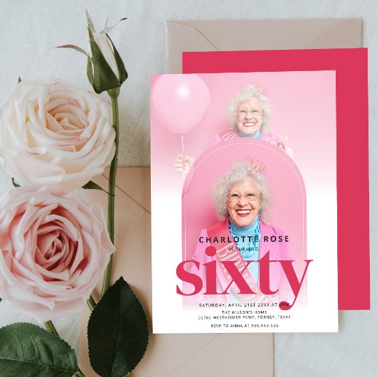 Schattigee Moderne Fotoboog 60e Verjaardag Kaart