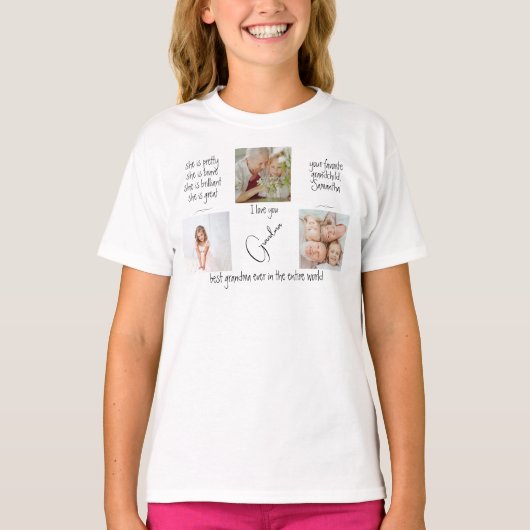 Schattigee moderne fotocollage Ik hou van je oma K T-shirt (Voorkant)