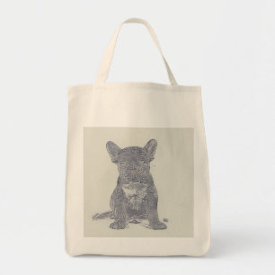 Schattigee moderne Franse Bulldog verontruste foto Tote Bag