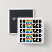 Schattigee moderne Gay Pride EnGAYged typografie Vierkante Button 5,1 Cm (Voorkant /achterkant)
