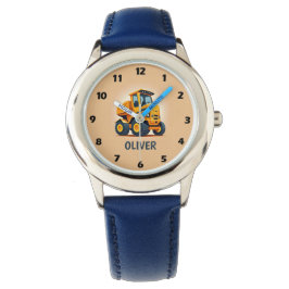 Schattigee moderne gele bouwwagen horloge
