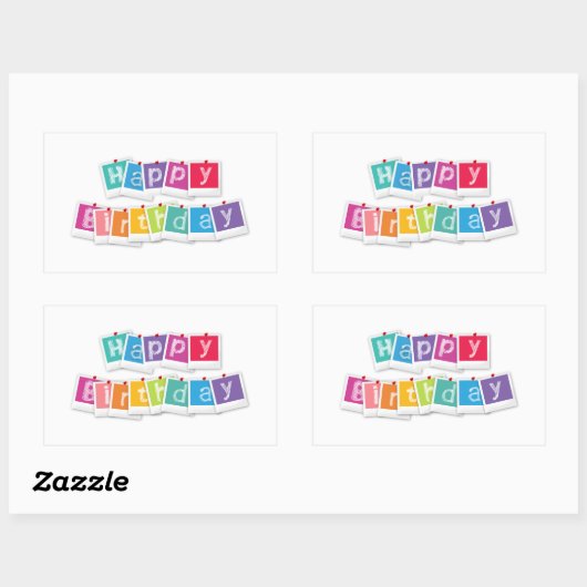 Schattigee moderne gelukkige verjaardag rechthoekige sticker (Vel)