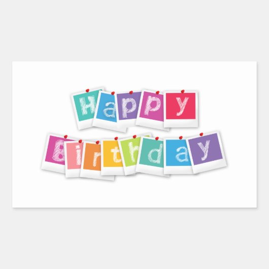 Schattigee moderne gelukkige verjaardag rechthoekige sticker (Voorkant)