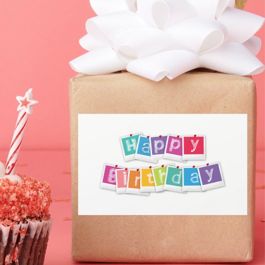 Schattigee moderne gelukkige verjaardag rechthoekige sticker