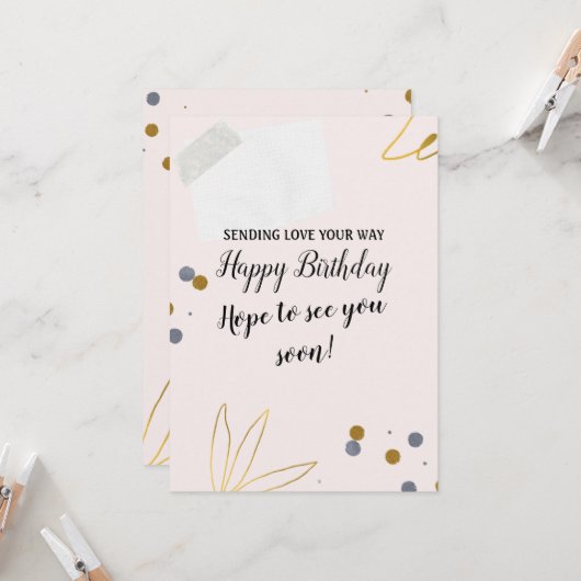 Schattigee moderne gelukkige verjaardagswensen kaart (Voorkant / Achterkant in situ)