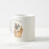 Schattigee moderne gepersonaliseerde pug koffie Mo Koffiemok (Voorkant links)