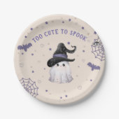 Schattigee moderne Ghost Halloween verjaardagscrèm Papieren Bordje (Voorkant)