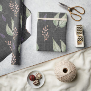 Schattigee moderne grillige bladeren en lavendel cadeaupapier