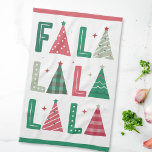 Schattigee moderne grillige fa la la theedoek<br><div class="desc">Een schattige,  grillige en moderne vakantie keuken handdoek met de woorden FA LA LA LA LA in een handgetekende stijl. De A's worden vertegenwoordigd door kerstbomen.</div>