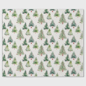 Schattigee moderne groene kerstbomen cadeaupapier (Vlak)