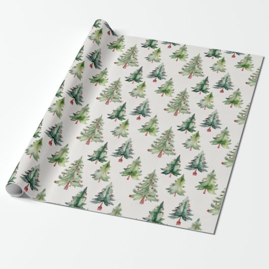 Schattigee moderne groene kerstbomen cadeaupapier (Uitgerold)