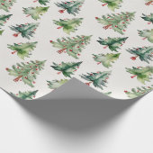 Schattigee moderne groene kerstbomen cadeaupapier (Hoek)