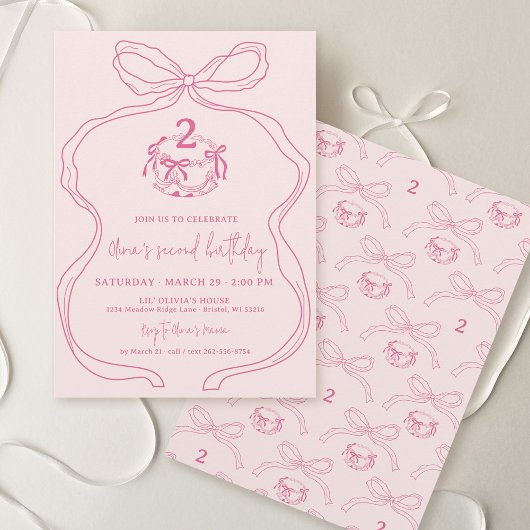 Schattigee moderne handgetekende boog roze meisje kaart