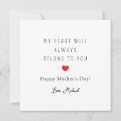 Schattigee moderne hart Moederdag Kaart (Achterkant)