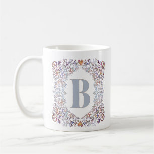 Schattigee moderne harten en bloemen omlijst lette koffiemok