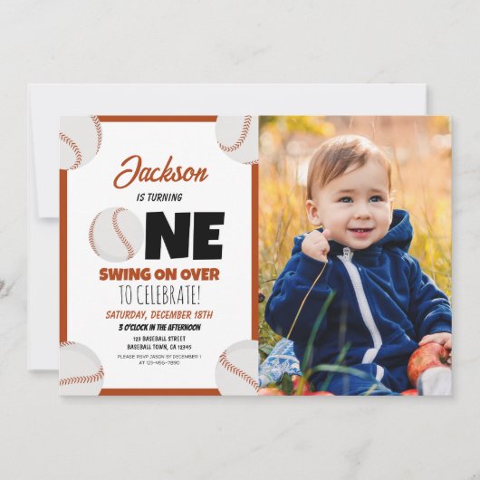 Schattigee moderne honkbal sport foto 1e verjaarda kaart (Voorkant)