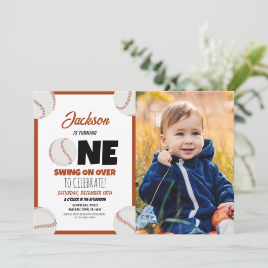 Schattigee moderne honkbal sport foto 1e verjaarda kaart (Staand voorkant)