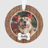 Schattigee moderne houten hond Bone Dog Kerstmis Ornament (voorkant)