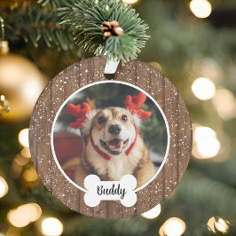 Schattigee moderne houten hond Bone Dog Kerstmis Ornament