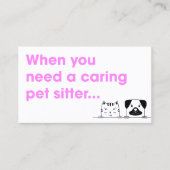 Schattigee moderne huisdier oppas kat hond visitekaartje (Voorkant)